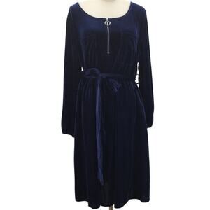 BLOOMCHIC 14-16 1X plus blue round neck long sleeve knee length dress NWT b97